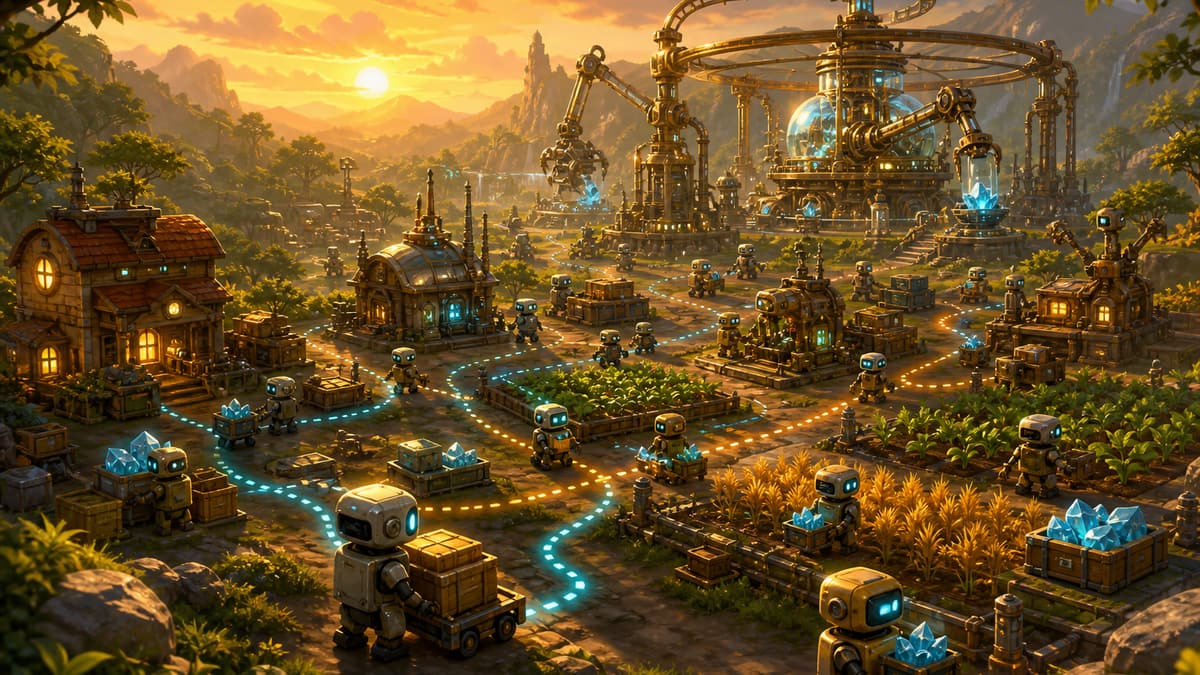Programmable robots routing resources through a colorful automated colony