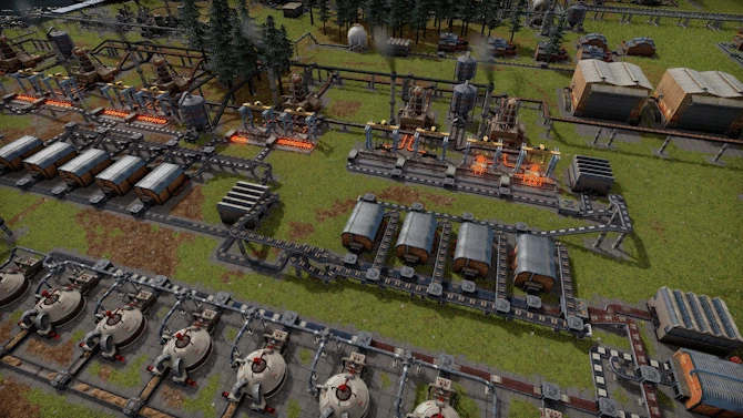 Captain of Industry heavy logistics with trucks, terrain, and industrial production chains