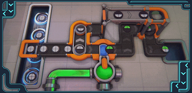 Shapez 2 automation loop routing, cutting, and stacking shapes through clean factory lines