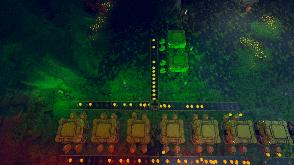 Techtonica underground factory with belts and machines expanding through a cavern