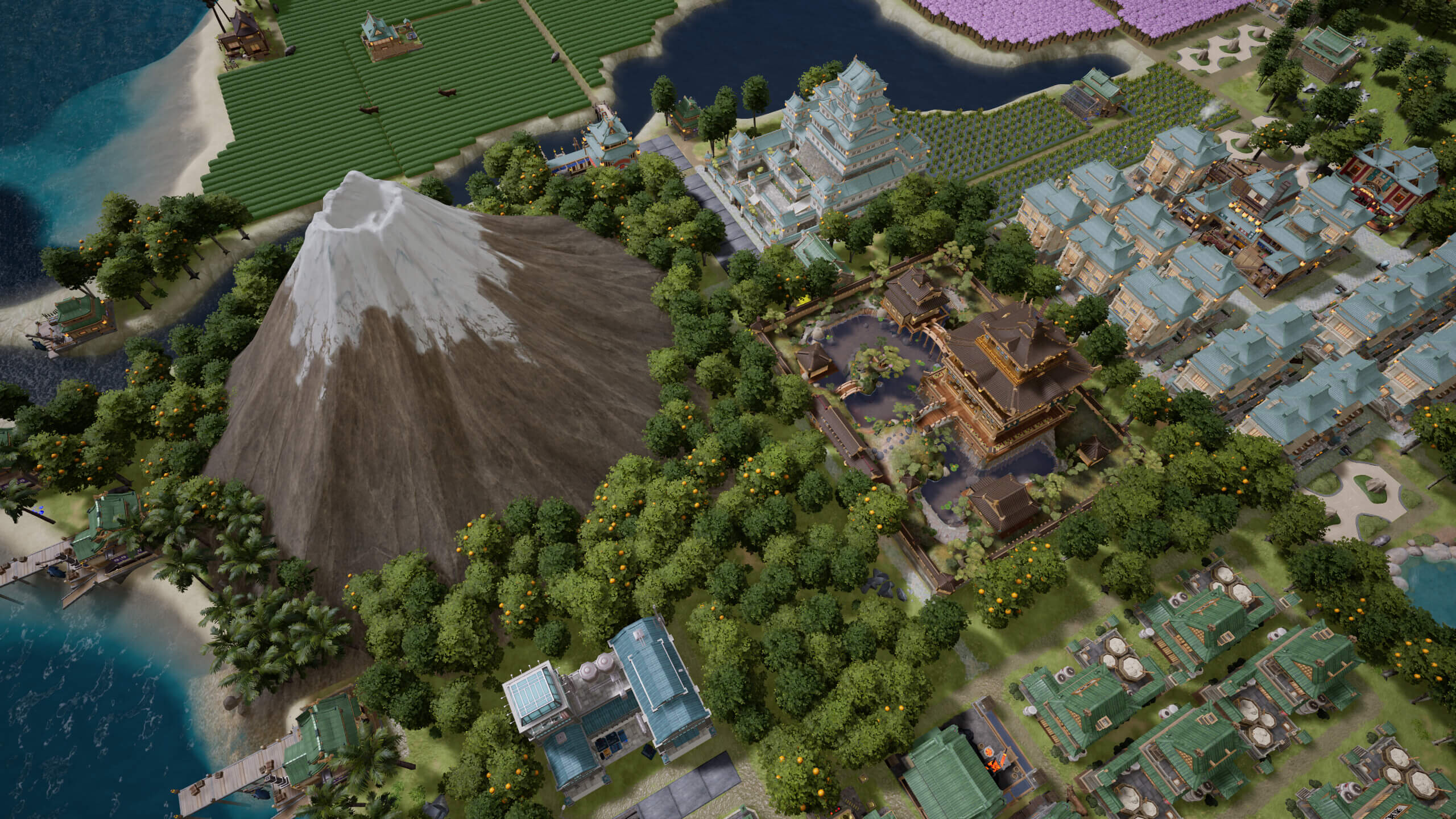 Kingdoms Reborn city building across multiple biomes