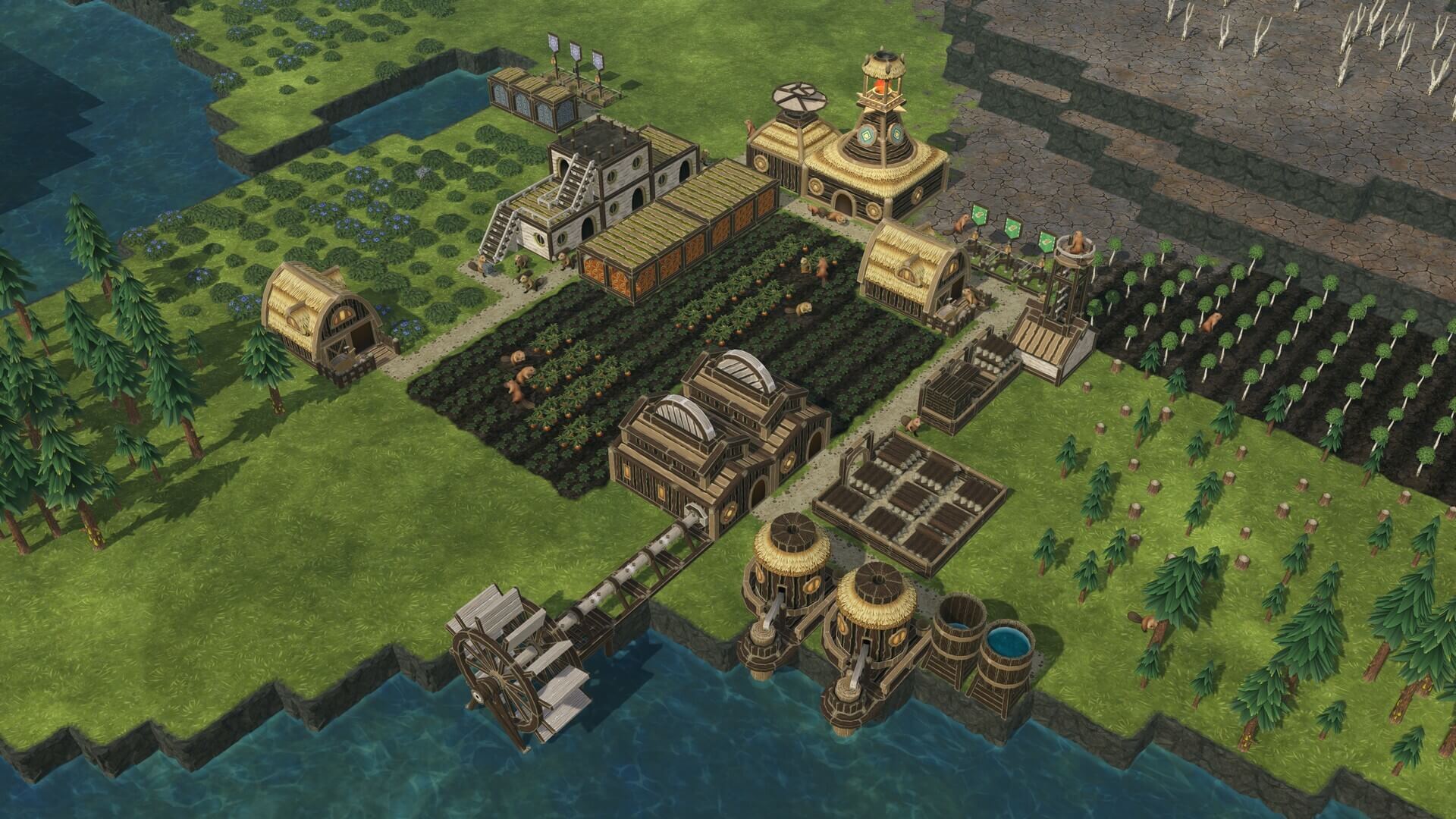 Timberborn beaver city building and water management